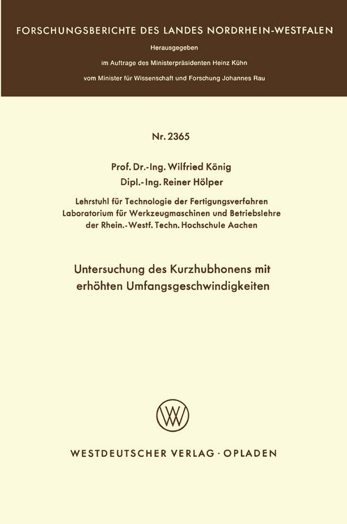 Produktbild: Untersuchung des Kurzhubhonens mit erh&ouml;hten Umfangsgeschwindigkeiten
