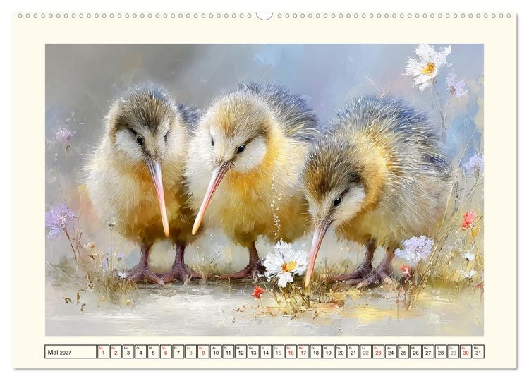 Produktbild: Entz&uuml;ckende Kiwis. Neuseelands kleiner Laufvogel am Meer (hochwertiger Premium Wandkalender 2027 DIN A2 quer), Kunstdruck in Hochglanz