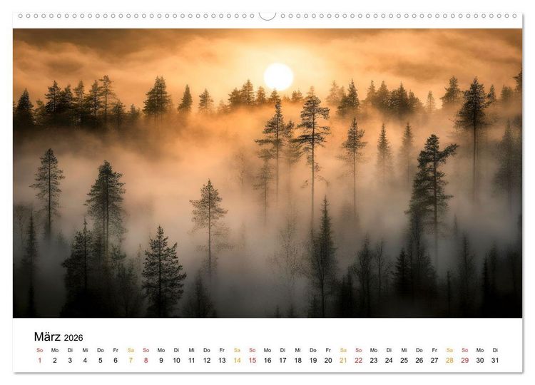 Produktbild: Mystischer Nebel (hochwertiger Premium Wandkalender 2026 DIN A2 quer), Kunstdruck in Hochglanz