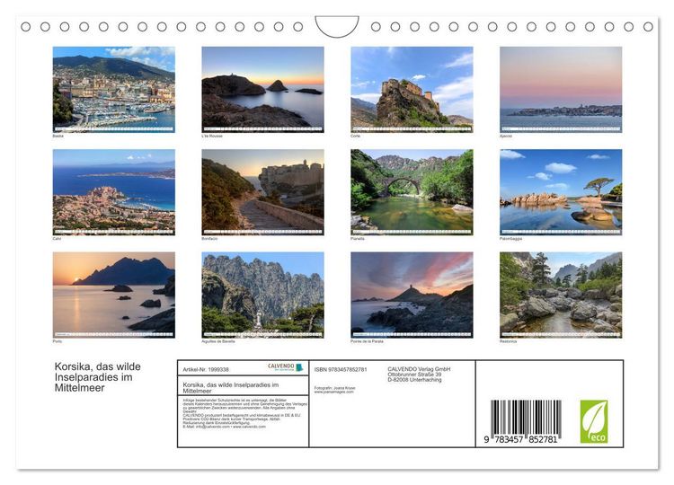 Produktbild: Korsika, das wilde Inselparadies im Mittelmeer (Wandkalender 2026 DIN A4 quer), CALVENDO Monatskalender