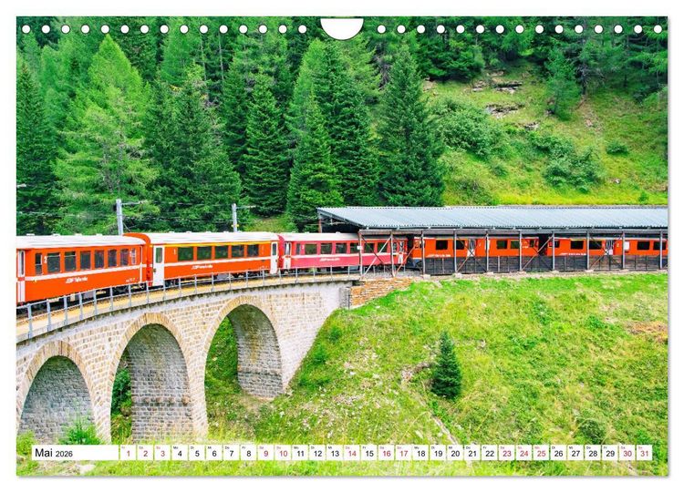 Produktbild: Rh&auml;tische Bahn - Fahrt durch die B&uuml;ndner Alpen (Wandkalender 2026 DIN A4 quer), CALVENDO Monatskalender