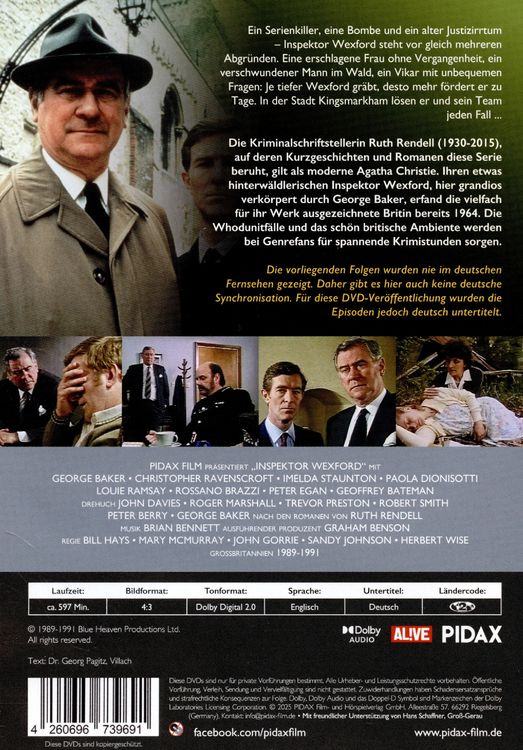 Produktbild: Inspektor Wexford ermittelt, Vol. 3 (The Ruth Rendell Mysteries) / Sechs spannende Langfolgen der legend&auml;ren Krimiserie in Originalfassung mit deutschen Untertiteln (Pidax Serien-Klassiker) [3 DVDs]