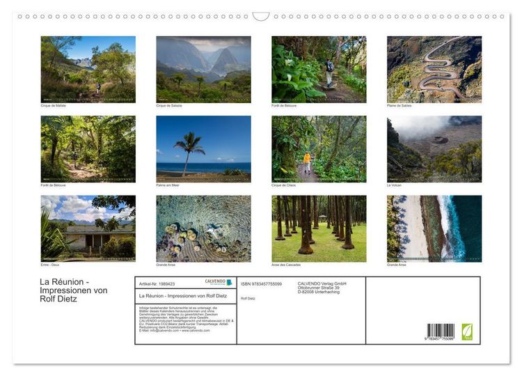 Produktbild: La R&eacute;union - Impressionen von Rolf Dietz (Wandkalender 2026 DIN A2 quer), CALVENDO Monatskalender