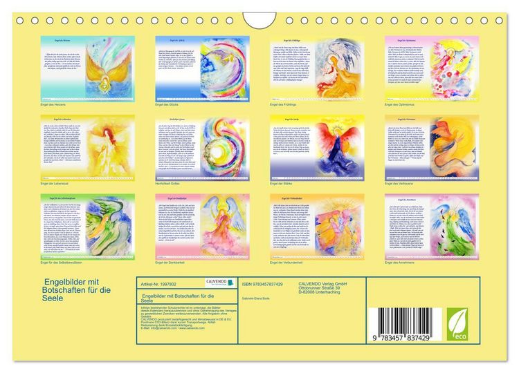 Produktbild: Engelbilder mit Botschaften f&uuml;r die Seele (Wandkalender 2026 DIN A4 quer), CALVENDO Monatskalender