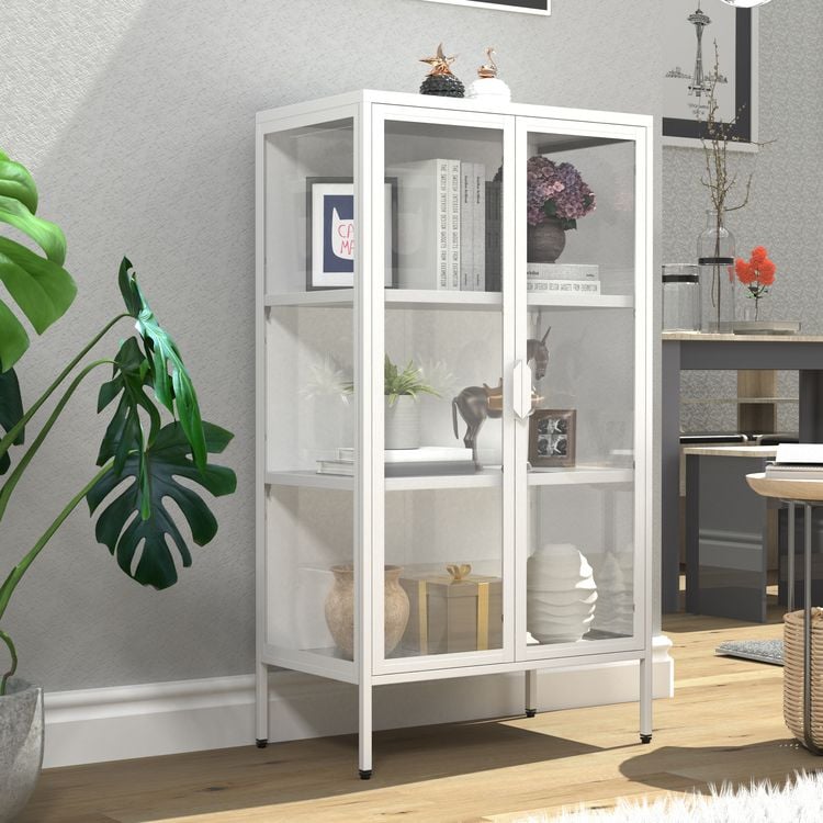 Produktbild: Stahl Glas Standvitrine Vitrine Schaukasten FlokaM