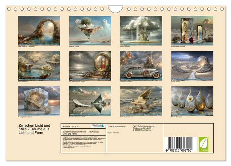 Produktbild: Zwischen Licht und Stille - Tr&auml;ume aus Licht und Form (Wandkalender 2026 DIN A4 quer), CALVENDO Monatskalender