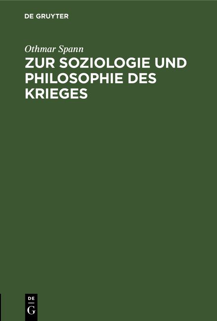 Produktbild: Zur Soziologie und Philosophie des Krieges