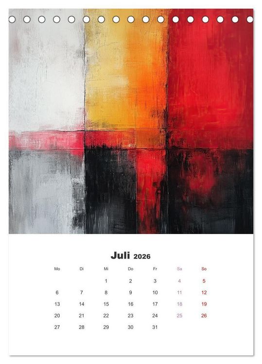 Produktbild: Abstrakte KI-Kunstwerke - Farbenfrohe Kunstmomente f&uuml;r das ganze Jahr (Tischkalender 2026 DIN A5 hoch), CALVENDO Monatskalender