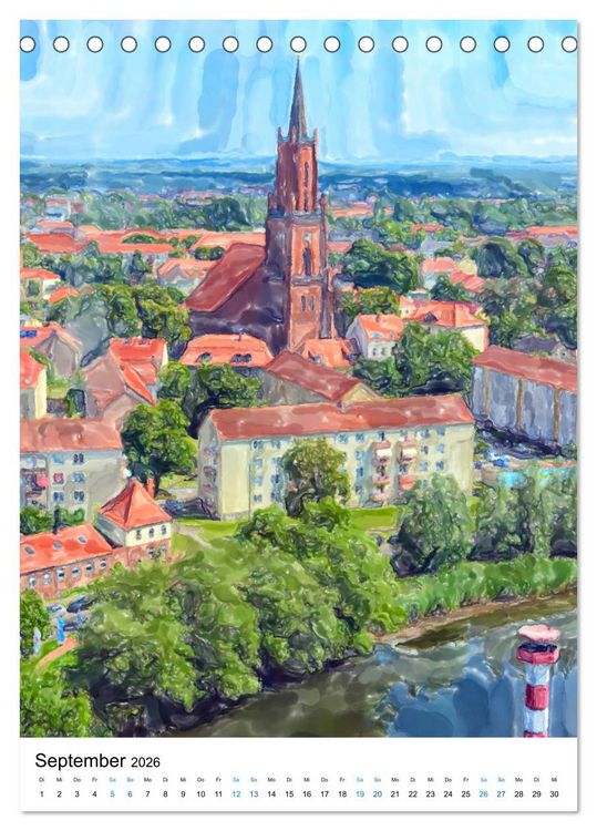 Produktbild: Rathenow - Illustrationen der Havel-Stadt (Tischkalender 2026 DIN A5 hoch), CALVENDO Monatskalender