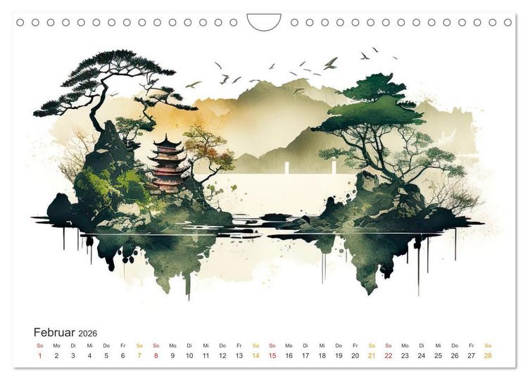 Produktbild: Japan - Aquarell Kunst und Tradition (Wandkalender 2026 DIN A4 quer), CALVENDO Monatskalender