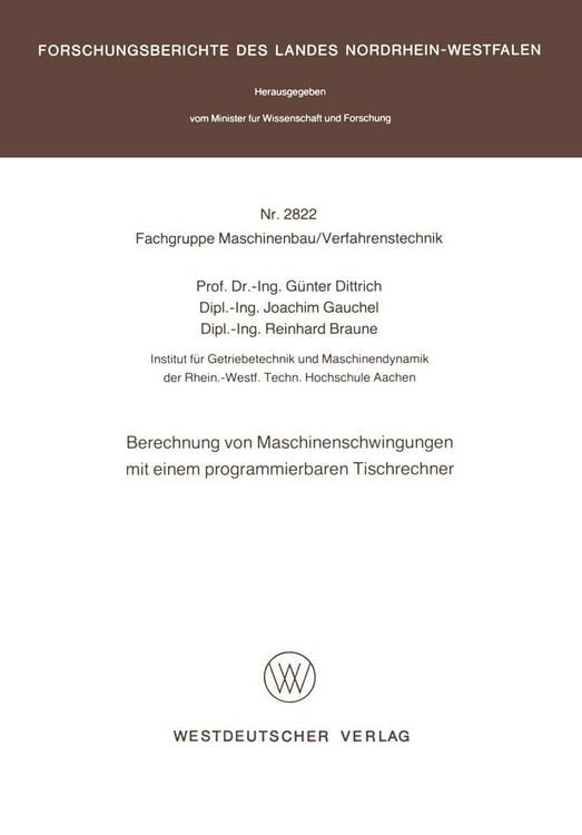 Produktbild: Berechnung von Maschinenschwingungen mit einem programmierbaren Tischrechner
