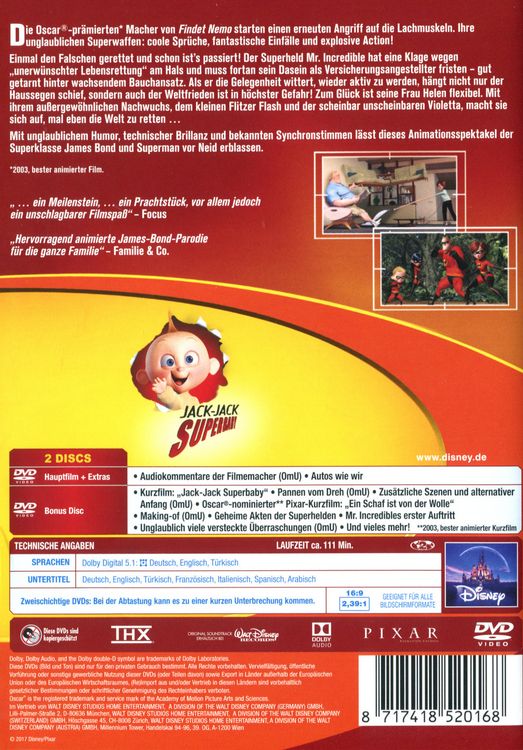 Produktbild: Die Unglaublichen - The Incredibles [2 DVDs]