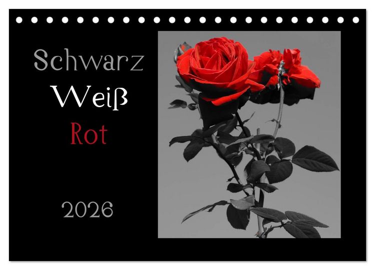 Produktbild: Schwarz-Wei&szlig;-Rot (Tischkalender 2026 DIN A5 quer), CALVENDO Monatskalender