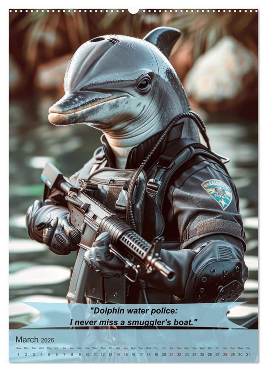 Produktbild: Animalistic and funny police officers (Wall Calendar 2026 DIN A2 portrait), CALVENDO 12 Month Wall Calendar