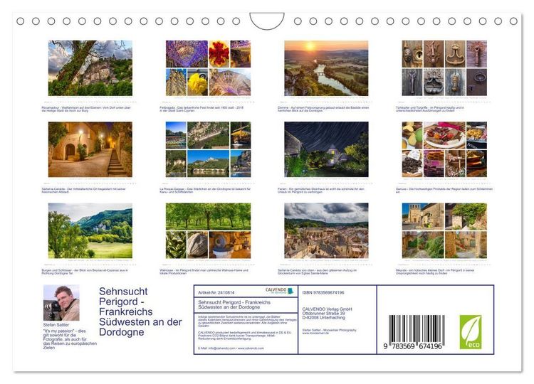 Produktbild: Sehnsucht Perigord - Frankreichs S&uuml;dwesten an der Dordogne (Wandkalender 2027 DIN A4 quer), CALVENDO Monatskalender