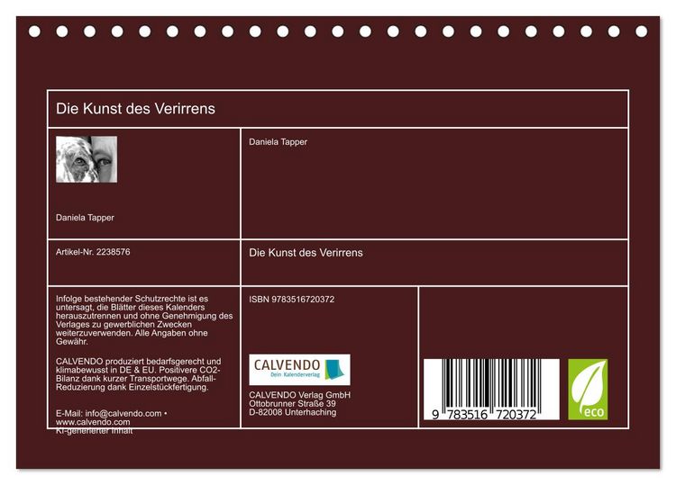 Produktbild: Die Kunst des Verirrens (Tischkalender 2026 DIN A5 quer), CALVENDO Monatskalender