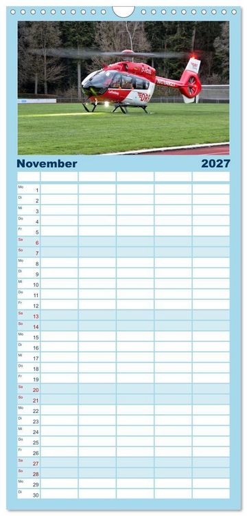 Produktbild: Familienplaner 2027 - Die beeindruckende Welt der Hubschrauber mit 5 Spalten (Wandkalender, 21 x 45 cm) CALVENDO