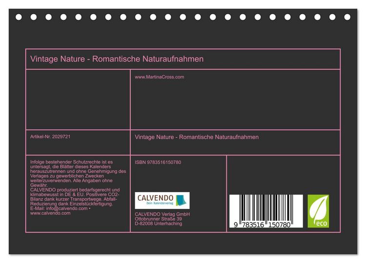 Produktbild: Vintage Nature - Romantische Naturaufnahmen (Tischkalender 2026 DIN A5 quer), CALVENDO Monatskalender