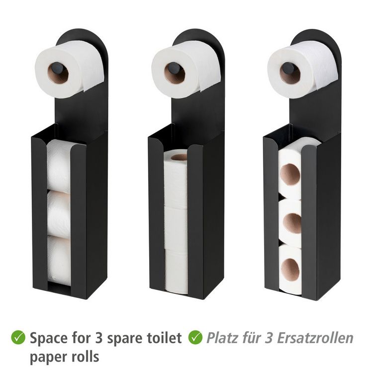 Produktbild: 2-in-1 Toilettenpapierhalter Mod. Agira Schwarz, mit Ersatzrollenhalter