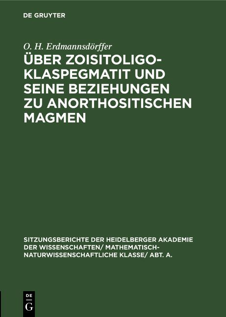 Produktbild: &Uuml;ber Zoisitoligoklaspegmatit und seine Beziehungen zu anorthositischen Magmen