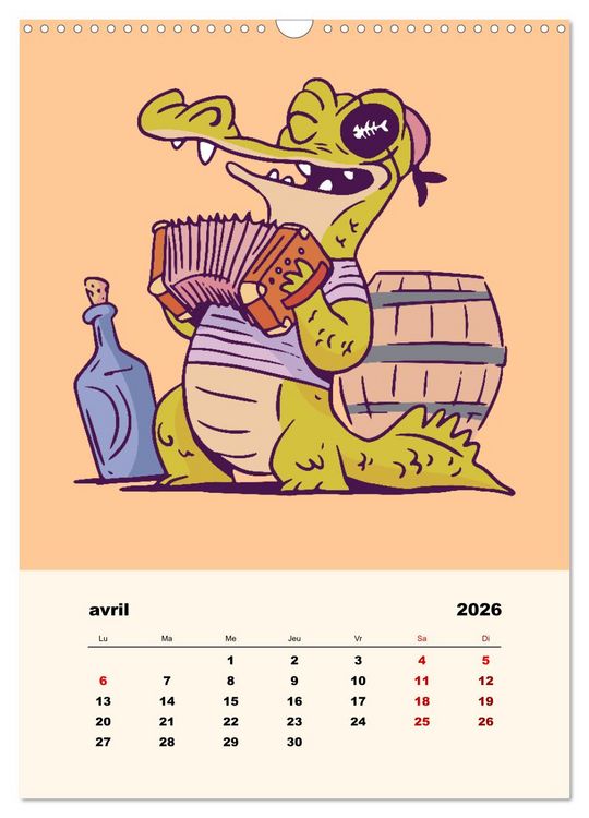 Produktbild: Les petits animaux pirates (Calendrier mural 2026 DIN A3 horizontal), CALVENDO calendrier mensuel