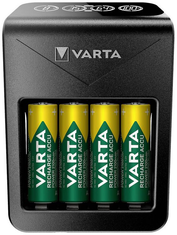 Produktbild: Varta LCD Plug Charger+ 4x 56706 Rundzellen-Ladeger&auml;t NiMH Micro (AAA), Mignon (AA), 9 V Block