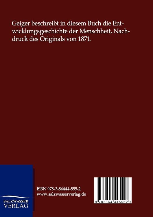 Produktbild: Zur Entwicklungsgeschichte der Menschheit