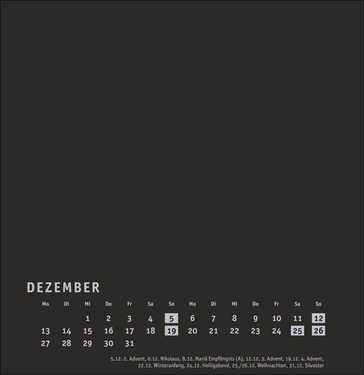 Produktbild: Premium-Bastelkalender schwarz gro&szlig; 2027
