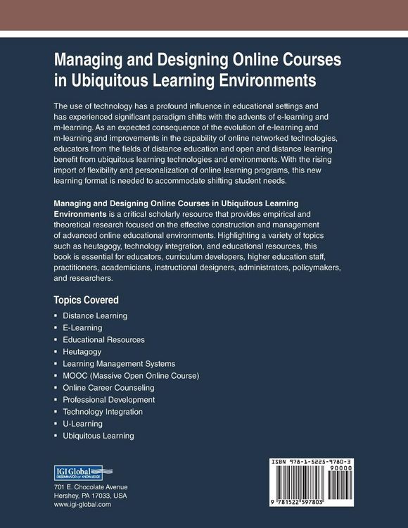 Produktbild: Managing and Designing Online Courses in Ubiquitous Learning Environments