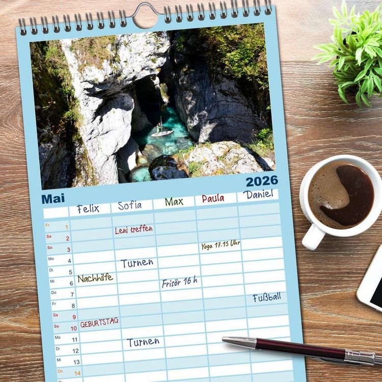 Produktbild: Familienplaner 2026 - Wildwasser Stand up mit 5 Spalten (Wandkalender, 21 x 45 cm) CALVENDO