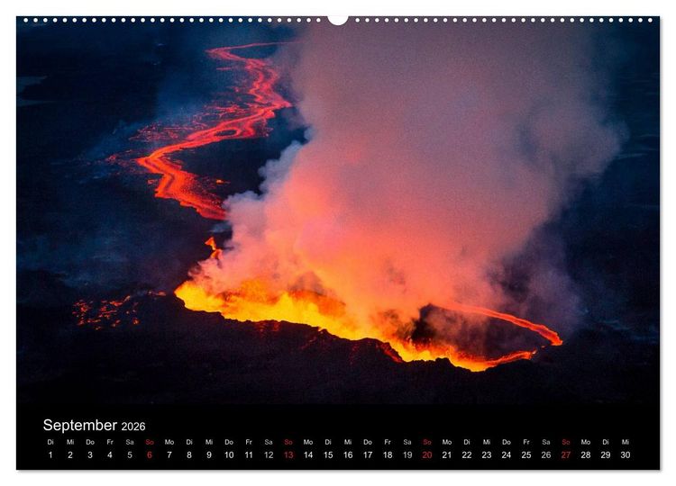 Produktbild: Vulkanausbruch - Island (Wandkalender 2026 DIN A2 quer), CALVENDO Monatskalender