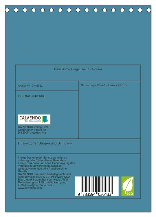 Produktbild: D&uuml;sseldorfer Burgen und Schl&ouml;sser (Tischkalender 2027 DIN A5 hoch), CALVENDO Monatskalender