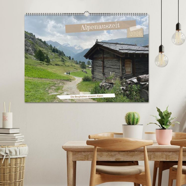 Produktbild: Alpenauszeit - Die Bergh&uuml;tten unserer Alpen (Wandkalender 2026 DIN A2 quer), CALVENDO Monatskalender