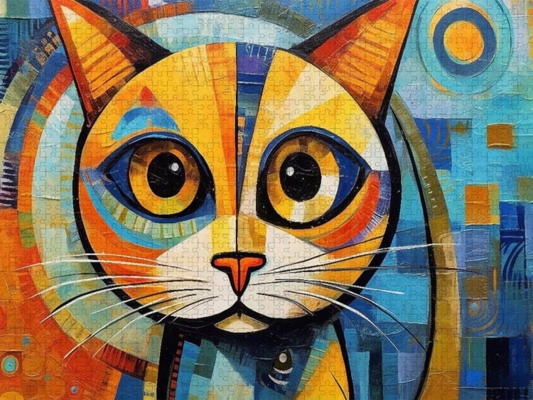 Produktbild: CALVENDO Puzzle Katze Im Stil von Pablo Picasso | 1000 Teile Lege-Gr&ouml;&szlig;e 64x48cm Foto-Puzzle f&uuml;r gl&uuml;ckliche Stunden