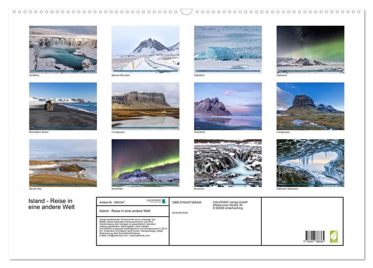 Produktbild: Island - Reise in eine andere Welt (Wandkalender 2026 DIN A2 quer), CALVENDO Monatskalender