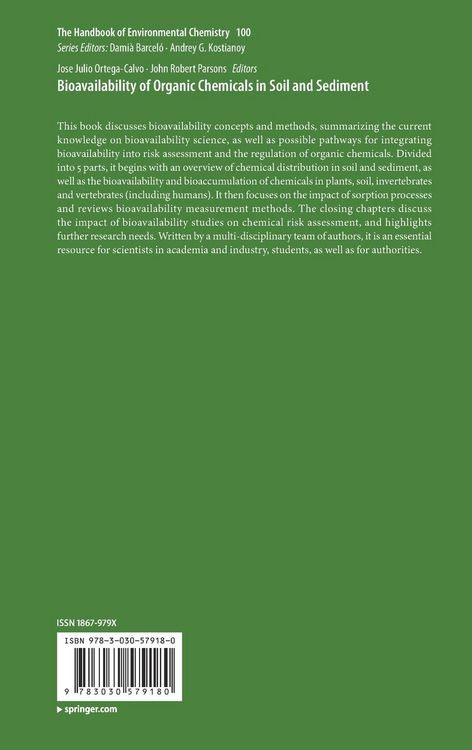 Produktbild: Bioavailability of Organic Chemicals in Soil and Sediment