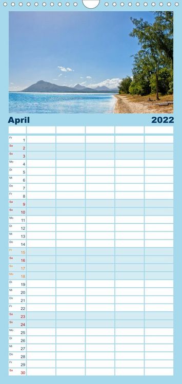 Produktbild: Familienplaner Inselparadies Mauritius (Wandkalender 2022 , 21 cm x 45 cm, hoch)