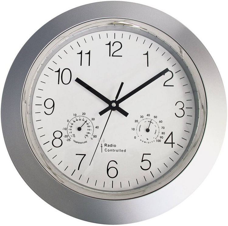 Produktbild: EUROTIME 56004 Funk Wanduhr 34cm x 50mm Silber
