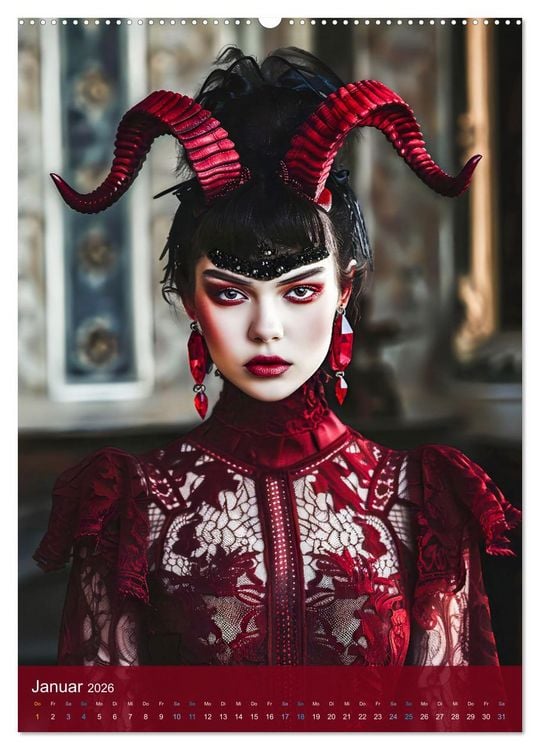 Produktbild: Teuflische Gothics - Gothic, Girls und H&ouml;rner (hochwertiger Premium Wandkalender 2026 DIN A2 hoch), Kunstdruck in Hochglanz