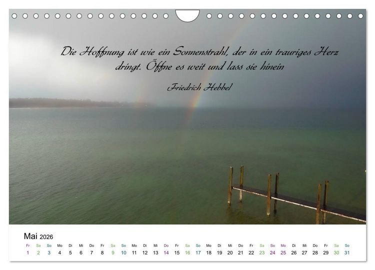 Produktbild: Zeit f&uuml;r Trauer - begleitet mit Zitaten (Wandkalender 2026 DIN A4 quer), CALVENDO Monatskalender
