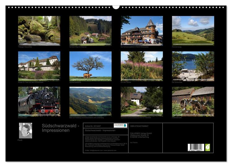 Produktbild: S&uuml;dschwarzwald - Impressionen (Wandkalender 2026 DIN A2 quer), CALVENDO Monatskalender