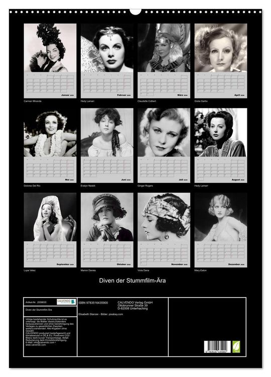 Produktbild: Diven der Stummfilm-&Auml;ra (Wandkalender 2026 DIN A2 hoch), CALVENDO Monatskalender