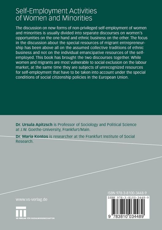 Produktbild: Self-Employment Activities of Women and Minorities