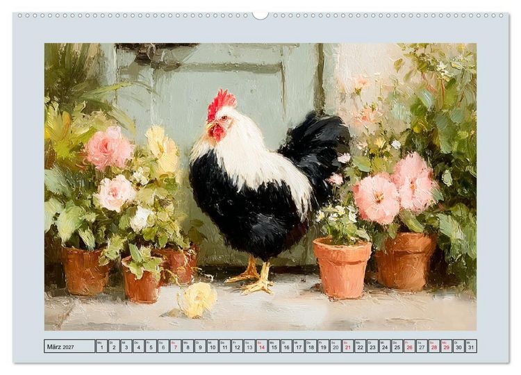Produktbild: Federleichte Nostalgie. H&uuml;hner, Enten und G&auml;nse in duftigen Momenten (hochwertiger Premium Wandkalender 2027 DIN A2 quer), Kunstdruck in Hochglanz