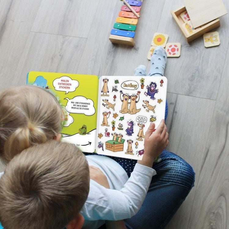 Produktbild: Tr&ouml;tsch Jan und Henry Malbuch mit Stickern