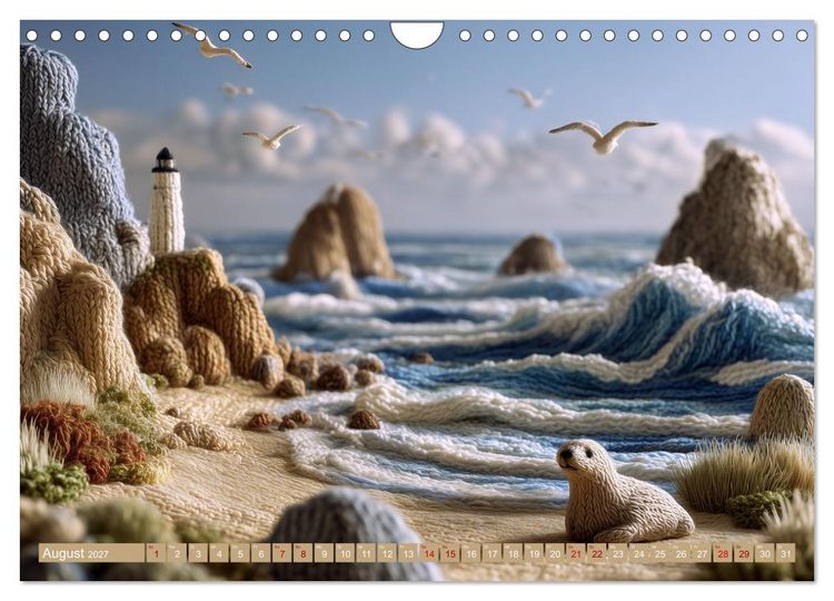 Produktbild: Textile Naturwelten. Amigurumi-&Ouml;kosysteme zZwischen Polarmeer und Savanne (Wandkalender 2027 DIN A4 quer), CALVENDO Monatskalender