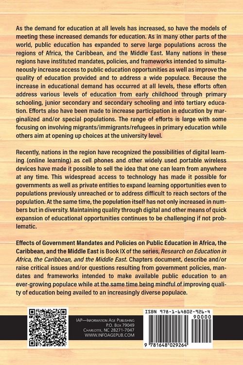 Produktbild: Effects of Government Mandates and Policies on Public Education in Africa, the Caribbean, and the Middle East
