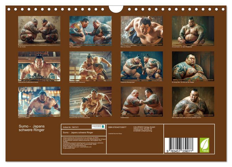 Produktbild: Sumo - Japans schwere Ringer (Wandkalender 2026 DIN A4 quer), CALVENDO Monatskalender
