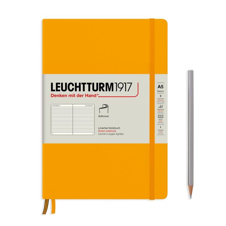Produktbild: LEUCHTTURM1917 Notizbuch Medium (A5), Softcover, 123 nummerierte Seiten, Rising Sun, Liniert