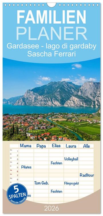 Produktbild: Familienplaner 2026 - Gardasee - lago di Garda by Sascha Ferrari mit 5 Spalten (Wandkalender, 21 x 45 cm) CALVENDO